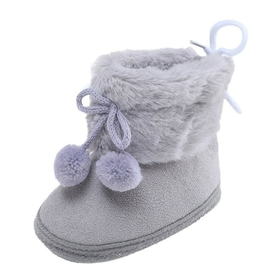 FAOWME Toddler Boys Booties Girls Plush Snow Warming Shoes Baby Soft Boots Shoes Baby Shoes Grey 6-12 Months