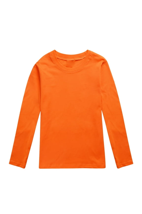 Toddler Boys Girls Autumn Long Sleeve Solid Color Prints T-Shirt Tops Orange 3-4 Years