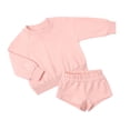 thumbnail image 1 of FAOWME Toddler Boys Girls Clothes Set Kids Long Sleeve Crewneck Loose Sweatshirt Athletic Shorts Set Tracksuits Outfits Pink 3-4 Years, 1 of 2
