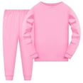 thumbnail image 1 of FAOWME Toddler Boys Girls Long Sleeve Solid Color Prints T-Shirt Tops Long Pants Outfits Pink 3-4 Years, 1 of 4