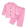 thumbnail image 1 of FAOWME Toddler Boys Girls Long Sleeve Solid Color Tops T-Shirt Pants Casual Outfits Pink 2-3 Years, 1 of 8