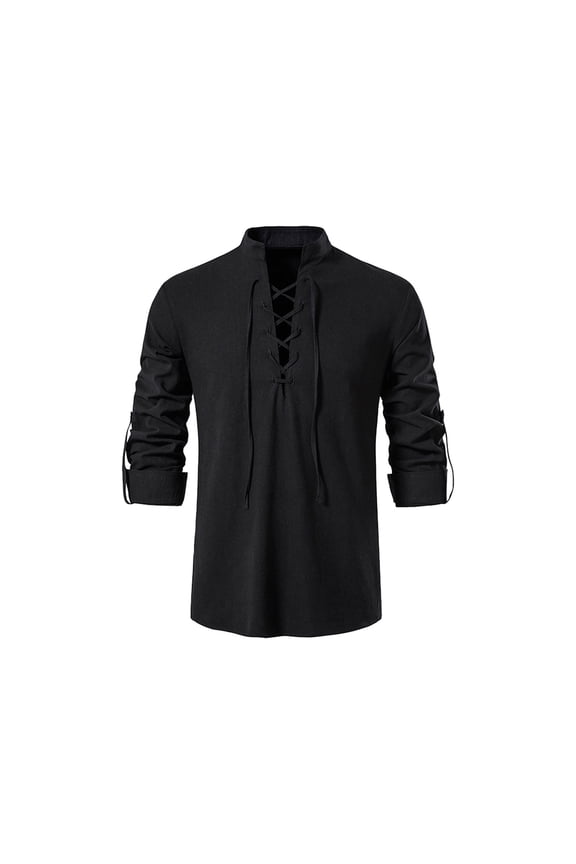 Toddler Boys Shirt Renaissan Lace Up Scottish Jacobite Classical Tops Black 16-18 Years