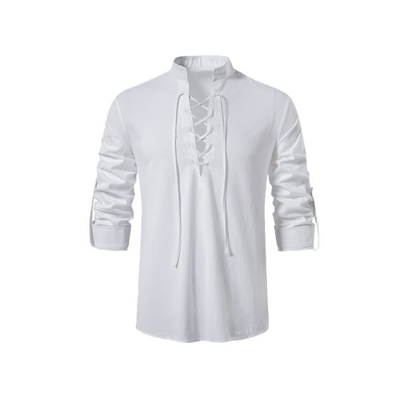 FAOWME Toddler Boys Shirt Renaissan Lace Up Scottish Jacobite Classical Tops White 15-16 Years