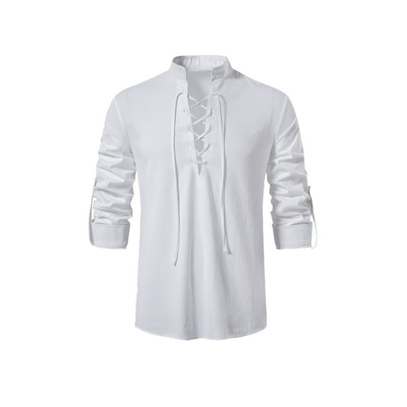 FAOWME Toddler Boys Shirt Renaissan Lace Up Scottish Jacobite Classical Tops White 15-16 Years