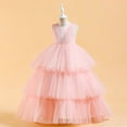 thumbnail image 1 of FAOWME Toddler Children Girls Dress Sleeveless Round Neck Solid Color Elegant Comfortable Mesh Tutu Dresses For Parties And Performance,Pink,4-5 Years, 1 of 4