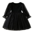 thumbnail image 1 of FAOWME Toddler Children Girls Long Sleeve Point Prints Dress Sundress Vacation Dresses Black 2-3 Years, 1 of 4