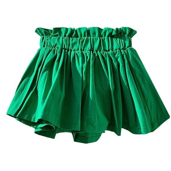 FAOWME Toddler Girl Skirts Shorts Kids Cute Loose Casual Mini Skort Green 6-7 Years