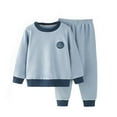thumbnail image 1 of FAOWME Toddler Girls Boys Winter Casual Warm Solid Color Long Sleeve Tops Pants 2PCS Outfits Clothes Set Blue 3-4 Years, 1 of 6