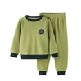 thumbnail image 1 of FAOWME Toddler Girls Boys Winter Casual Warm Solid Color Long Sleeve Tops Pants 2PCS Outfits Clothes Set Green 7-8 Years, 1 of 3