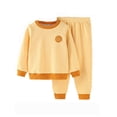 thumbnail image 1 of FAOWME Toddler Girls Boys Winter Casual Warm Solid Color Long Sleeve Tops Pants 2PCS Outfits Clothes Set Yellow 5-6 Years, 1 of 3