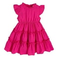 thumbnail image 1 of FAOWME Toddler Girls Dress Ruffle Sleeveless Tiered Swing Dresses Cute Summer Beach Dress For 1 7T Hot Pink 12-24 Months, 1 of 6