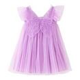 thumbnail image 1 of FAOWME Toddler Girls Fly Sleeve Butterfly With Wing Tulle Holiday Dress Dance Party Dresses Sundress Purple 18-24 Months, 1 of 6