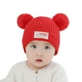 thumbnail image 1 of FAOWME Toddler Hat Girls Boys Knit Fall Winter Children Cute Warm Outwear Solid Color Cap Red One Size, 1 of 4