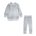 thumbnail image 1 of FAOWME Toddler Kids Baby Boy Girl Clothes Unisex Solid Color Sweatsuit Long Sleeve Warm Pullover Tops Pants Set Fall Winter Pajamas Outfits Grey 4-5 Years, 1 of 6