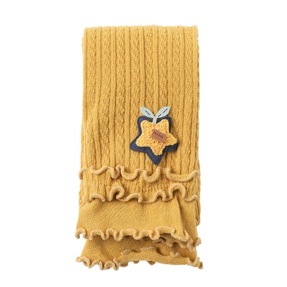 FAOWME Toddler Kids Baby Girls Cotton Leggings Knitted Pantihose Stretchy Basic Ankle Length Pants Pantyhose For Spring Autumn Stocking Yellow 12-24 Months
