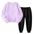 thumbnail image 1 of FAOWME Toddler Kids Boy Girl Clothes Unisex Solid Color Sweatsuit Long Sleeve Warm Pullover Tops Pants Set Outfits PP3 5-6 Years, 1 of 3