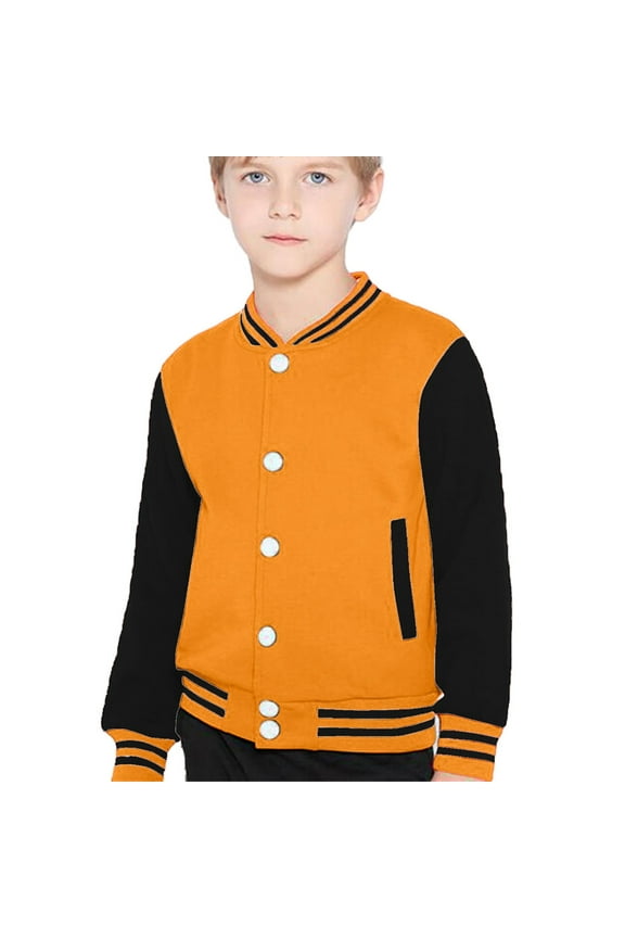 Toddler Kids Boys Casual Jacket Coat Long Sleeve Outerwear Baseball Coat Windbreaker Yellow 7-8 Years