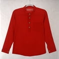 thumbnail image 1 of FAOWME Toddler Kids Boys Linen Shirt Button Up Long Sleeve Solid Color Lightweight Comfortable Tees Tops With Pocket For Casual Daily Wear,Red,9-10 Years, 1 of 9