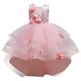 thumbnail image 1 of FAOWME Toddler Kids Girl Dress Summer Sleeveless Flower Princess Dress Catwalk Performance Dress Pink 8-9 Years, 1 of 8