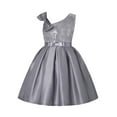 thumbnail image 1 of FAOWME Toddler Kids Girls Prints Sleeveless Party Hoilday Frocks Court Style Bowknot Dress Princess Sundress Grey 5-6 Years, 1 of 4