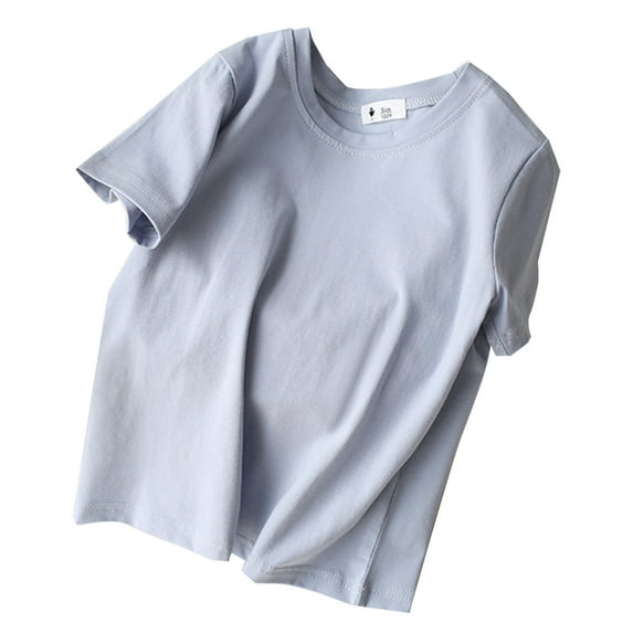 FAOWME Toddler Kids Girls Solid Color Top Racerback Crop Tank Top Short Sleeve Sports Dance Top Ballet Gymnastics For Casual Daily Wear,Light Blue,9-10 Years