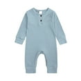 thumbnail image 1 of FAOWME Toddler Winter Long Sleeve Boys Girls Ribbed Solid Color Jumpsuit Onesie Outwear For Baby Clothes Blue 0-3 Months, 1 of 8