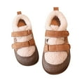 thumbnail image 1 of FAOWME Toddlers Casual Board Shoes Winter Boys Black Retro Splicing Casual Non- Walking Outdoor Cotton Warm Shoes Girls Shoes Khaki 7-8 Years, 1 of 6