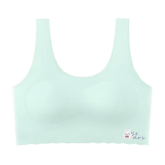 FAOWME Training Bras For Girls Teen Girls Sports Bras Comfort Soft Solid Color Bras Green 11-14 Years