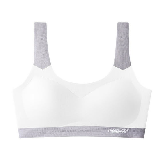 FAOWME Training Bras For Girls Teen Girls Sports Bras Comfort Soft Solid Color Bras White 10-13Years