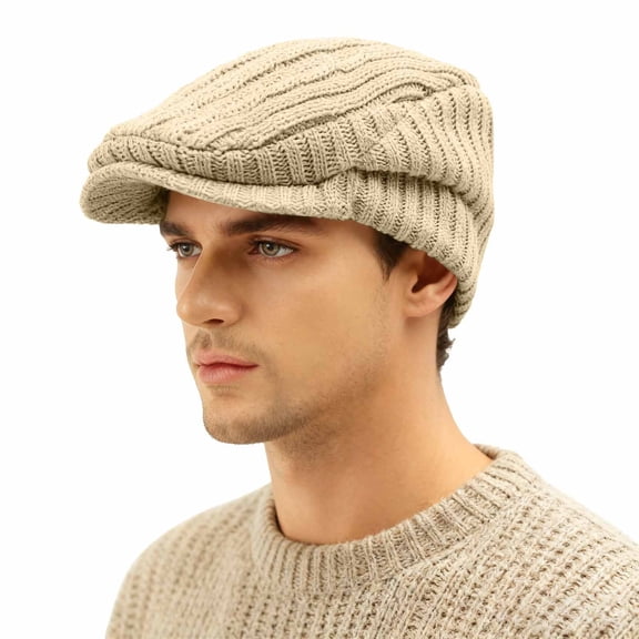 FAOWME Unisex Knitted Berets Solid Color Wide Brim Retro Style Comfortable Fashion Warm Hat Cap For Casual Daily Wear Kh1 One Size