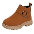 thumbnail image 1 of FAOWME Winter Boys Girls Short Boots Shoes Toddler Little Kids Big Kids Soft Sole Comfortable Children Plush Cotton Boots Brown 32, 1 of 7