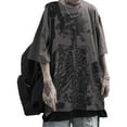 thumbnail image 1 of FAOWME Women Man Halloween T Shirt Round Neck Half Sleeve Skeleton Print Plus Size Comfortable Stylish Tee Tops For Casual Daily Wear,Grey,M, 1 of 9