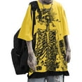 thumbnail image 1 of FAOWME Women Man Halloween T Shirt Round Neck Half Sleeve Skeleton Print Plus Size Comfortable Stylish Tee Tops For Casual Daily Wear,Yellow,Xxxl, 1 of 4
