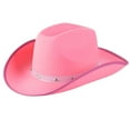 thumbnail image 1 of FAOWME Women Men Cowboy Hat With Adjustable Strap Solid Color Curved Brim Comfortable Fashion Caps For Outdoor Activities Light Pink One Size, 1 of 2