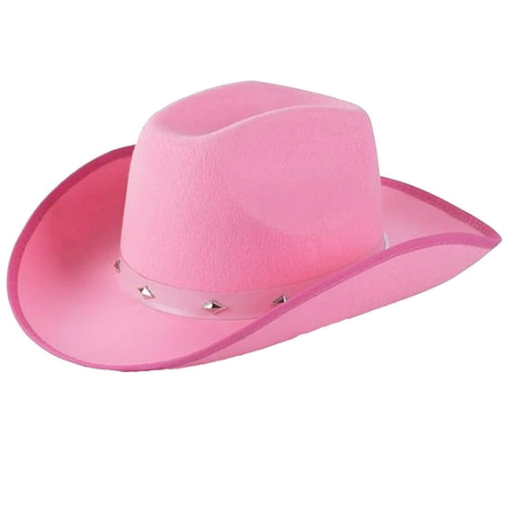 FAOWME Women Men Cowboy Hat With Adjustable Strap Solid Color Curved Brim Comfortable Fashion Caps For Outdoor Activities Pink One Size