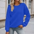 thumbnail image 1 of FAOWME Women Pullover Long Sleeve Round Neck Solid Color Comfortable Fashion Soft Sweatshirt For Fall Winter Daily Wear Blue L, 1 of 9