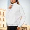 thumbnail image 1 of FAOWME Women Pullover With Pocket Long Sleeve Turtleneck Solid Color Zipper Comfortable Fashion Soft Sweatshirt For Fall Winter Daily Wear White Xl, 1 of 4