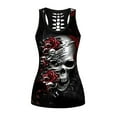 thumbnail image 1 of FAOWME Women'S Casual Tank Top Sleeveless Skull Printed Hollow Out Comfortable Breathable Stretchy Camisole Tee For Daily Wear And Party,Brick Red,L, 1 of 2