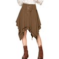thumbnail image 1 of FAOWME Women'S Halloween Retro Skirt Solid Color Irregular Lace Up Comfortable Stylish Mini Skirt For Casual Daily Wear,Brown,Xxl, 1 of 7