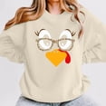 thumbnail image 1 of FAOWME Women Thanksgiving Pullover Long Sleeve Round Neck Cute Turkey Print Casual Loose Fit Sweatshirt For Fall Winter Daily Wear Beige L, 1 of 5