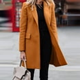 thumbnail image 1 of FAOWME Women Thin Blazer Coat Long Sleeve Lapel Solid Color Button Mid Length Slim Fit Elegant Jacket For Daily Wear,Coffee,S, 1 of 8