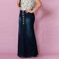 thumbnail image 1 of FAOWME Women's Denim Skirt High Waisted A Line Buttons Comfortable Fashion Slim Fit Skirts For Casual Daily Wear,Dark Blue,Xxxl, 1 of 8