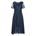 thumbnail image 1 of FAOWME Women's Dresses Vacation Beach Party Chiffon V-Neck Splicing Lace Hollow Female Long Dress Bridesmaid Evening Dresses, 1 of 4
