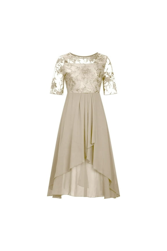 Women's Dresses Vacation Beach Solid Color Party Embroidery Lace Chiffon Dress Sundress