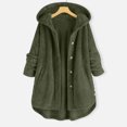thumbnail image 1 of FAOWME Women's Fuzzy Hooded Coat With Pockets Long Sleeve Solid Color Buttons Comfortable Fashion Jacket For Autumn Winter Daily Wear,Green,Xxxxl, 1 of 5