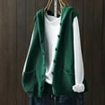 thumbnail image 1 of FAOWME Women's Hooded Knit Vest With Pockets Sleeveless Solid Color Open Front Buttons Fashion Comfortable Sweater For Fall Winter Daily Wear Green Xxxl, 1 of 5