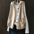 thumbnail image 1 of FAOWME Women's Hooded Knit Vest With Pockets Sleeveless Solid Color Open Front Buttons Fashion Comfortable Sweater For Fall Winter Daily Wear Beige L, 1 of 4