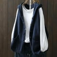thumbnail image 1 of FAOWME Women's Hooded Knit Vest With Pockets Sleeveless Solid Color Open Front Buttons Fashion Comfortable Sweater For Fall Winter Daily Wear Blue Xl, 1 of 4