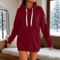thumbnail image 1 of FAOWME Women's Hoodies Long Sleeve Drawstring Zip Up Solid Color Plush Soft Cozy Comfortable Sweatshirt For Fall Winter Outdoor Activities Wine L, 1 of 4
