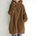 thumbnail image 1 of FAOWME Women's Hoodies With Pocket Drawstring Long Sleeve Solid Color Zipper Casual Comfortable Warm Sweatshirt For Fall Winter Daily Wear Coffee Xxl, 1 of 6